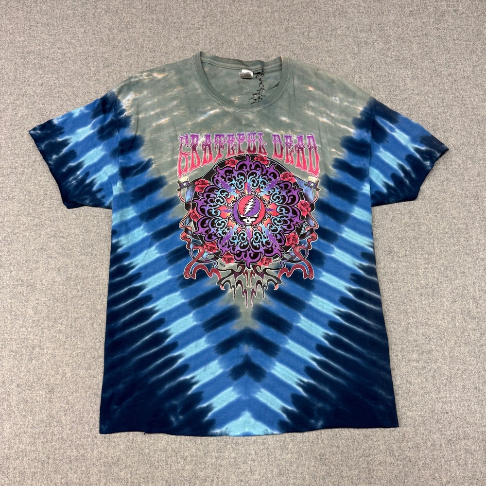 Fruit of the Loom | Grateful Dead T-Shirt | XL | Blue Tie-Dye | Braided Back